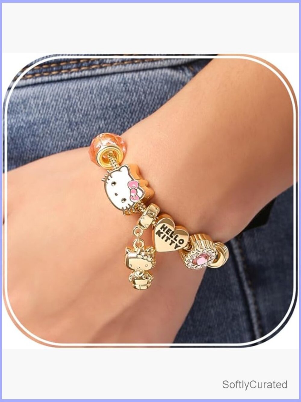 Official Hello Kitty Charm Bracelet 7 Stainless Steel 6 Charms